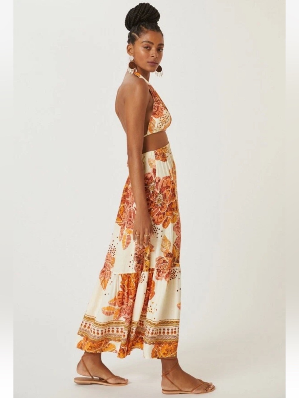 Farm Rio x Anthropologie Floral Maxi Cut Out Dress XXS